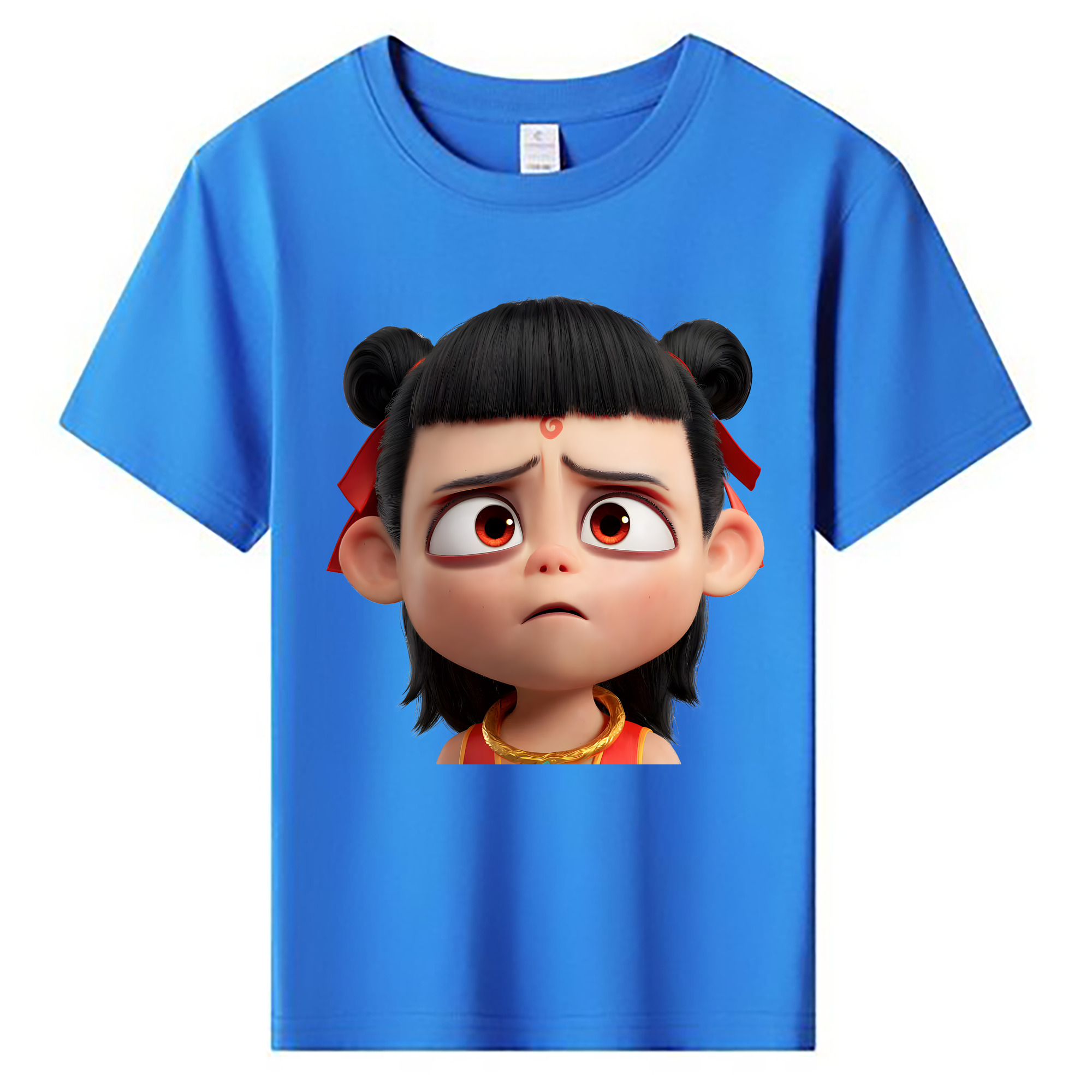 （画像用） Ne Zha 2 ナタ 魔童の大暴れ 綿100％キッズTシャツ（フロントプリント）